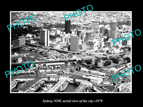 OLD LARGE HISTORIC PHOTO SYDNEY NEW SOUTH WALES, AERIAL VIEW OF THE CITY c1970