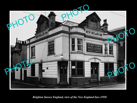 OLD LARGE HISTORIC PHOTO BRIGHTON SUSSEX ENGLAND, THE NEW ENGLAND INN c1950