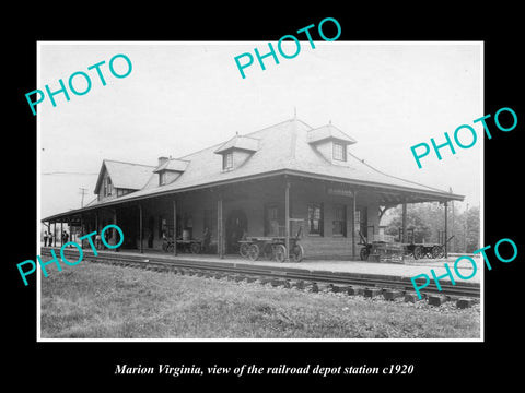 OLD LARGE HISTORIC PHOTO OF MARION VIRGINIA, THE RAILROAD DEPOT STATION c1920