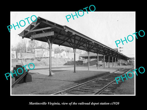 OLD LARGE HISTORIC PHOTO OF MARTINSVILLE VIRGINIA, RAILROAD DEPOT STATION 1920 2