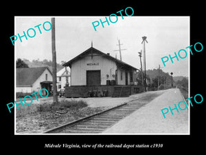 OLD LARGE HISTORIC PHOTO OF MIDVALE VIRGINIA, THE RAILROAD DEPOT STATION c1930