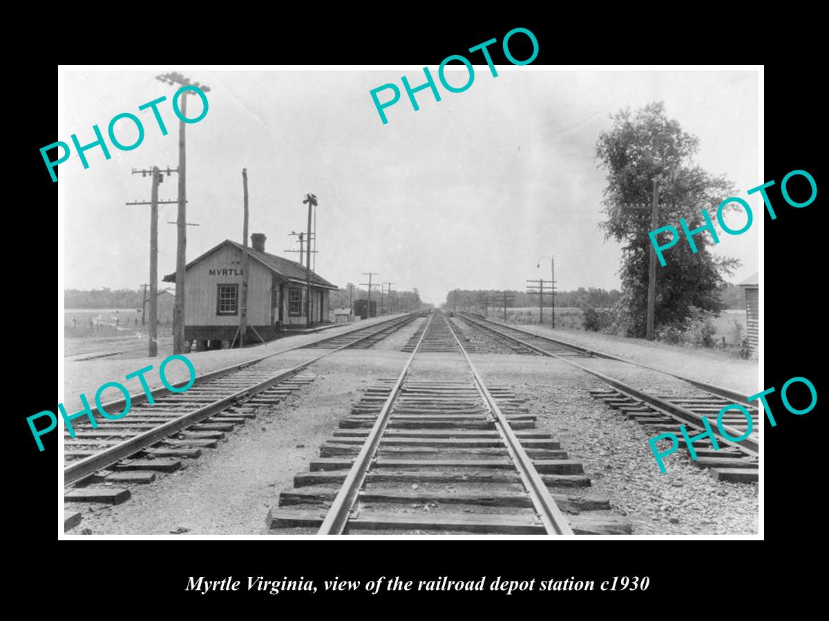 OLD LARGE HISTORIC PHOTO OF MYRTLE VIRGINIA, THE RAILROAD DEPOT STATION c1930