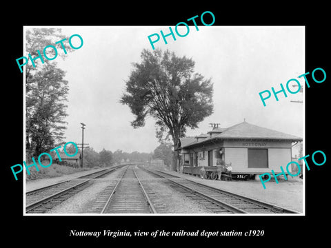 OLD LARGE HISTORIC PHOTO OF NOTTOWAY VIRGINIA, THE RAILROAD DEPOT STATION c1920