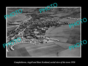 OLD LARGE HISTORIC PHOTO CAMPBELLTOWN ARGYLL BUTE SCOTLAND TOWN AERIAL VIEW 1950