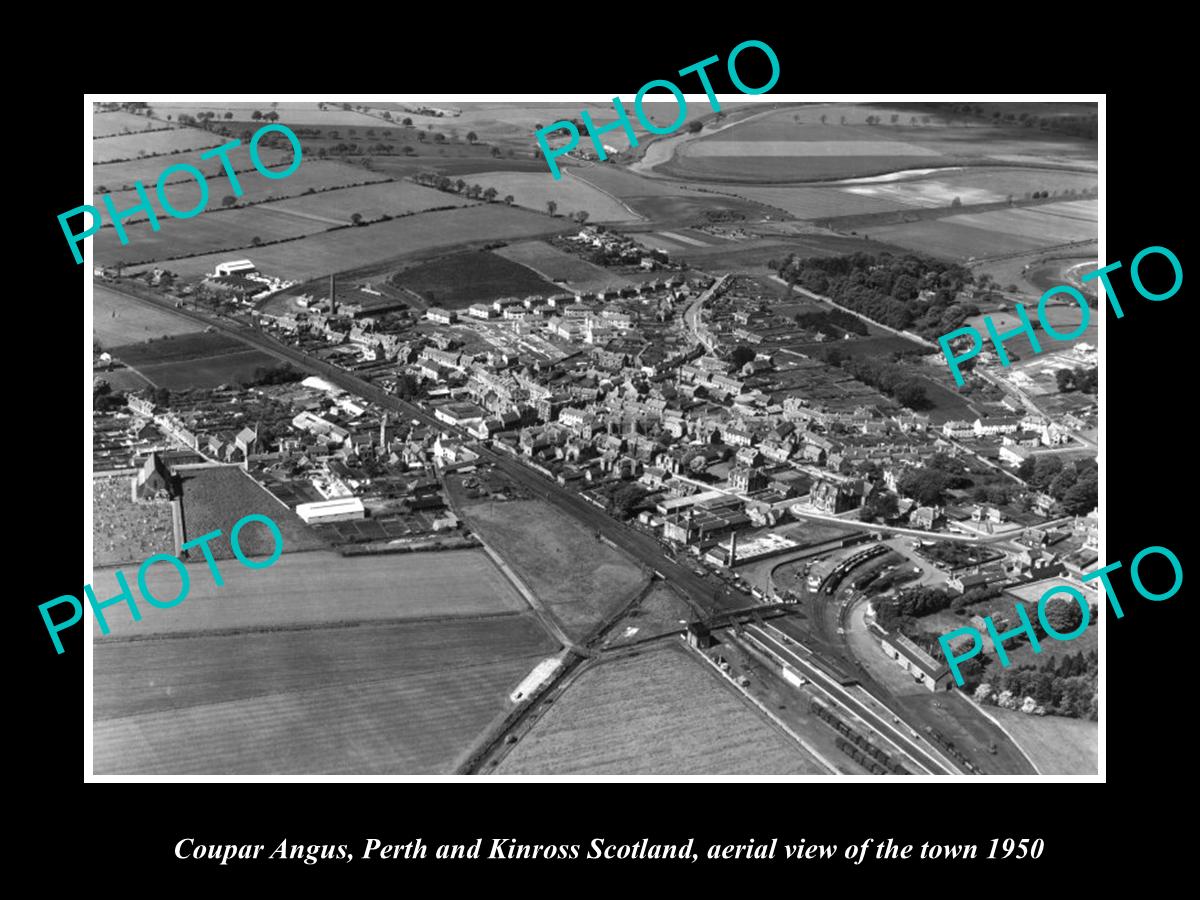 OLD HISTORIC PHOTO COUPAR ANGUS PERTH KINROSS SCOTLAND TOWN AERIAL VIEW 1950