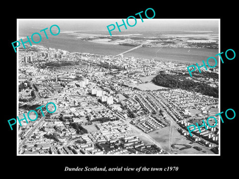 OLD LARGE HISTORIC PHOTO DUNDEE SCOTLAND, AERIAL VIEW OF THE TOWN c1970