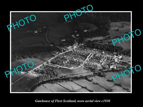 OLD LARGE HISTORIC PHOTO GATEHOUSE OF FLEET SCOTLAND TOWN AERIAL VIEW 1930 1