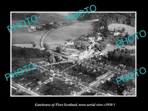 OLD LARGE HISTORIC PHOTO GATEHOUSE OF FLEET SCOTLAND TOWN AERIAL VIEW 1930 2