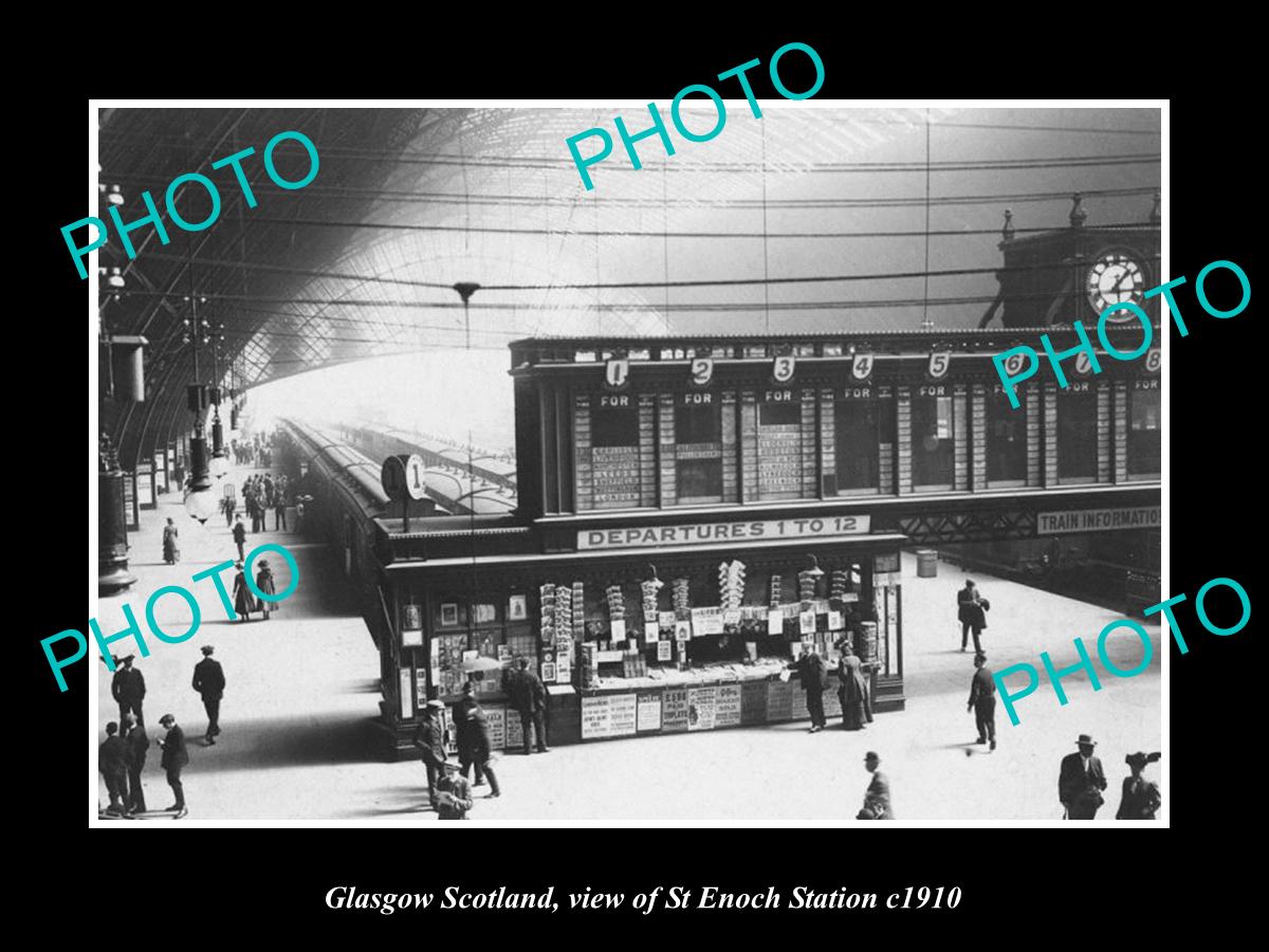 OLD LARGE HISTORIC PHOTO GLASGOW SCOTLAND, THE ENOCH ST RAILWAY STATION c1910