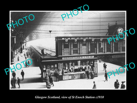 OLD LARGE HISTORIC PHOTO GLASGOW SCOTLAND, THE ENOCH ST RAILWAY STATION c1910