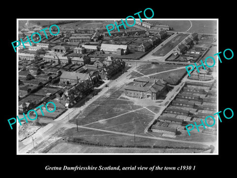 OLD LARGE HISTORIC PHOTO GRETNA DUMFRIESSHIRE SCOTLAND, TOWN AERIAL VIEW c1930 2