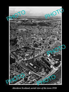 OLD LARGE HISTORIC PHOTO ABERDEEN SCOTLAND, AERIAL VIEW OF THE TOWN c1950