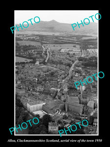 OLD LARGE HISTORIC PHOTO ALLOA CLACKMANNANSHIRE SCOTLAND, AERIAL VIEW TOWN c1950