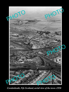 OLD LARGE HISTORIC PHOTO COWDENBEATH FIFE SCOTLAND, AERIAL VIEW OF TOWN c1950