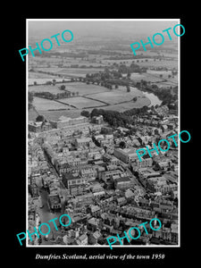 OLD LARGE HISTORIC PHOTO DUMFRIES SCOTLAND, AERIAL VIEW OF THE TOWN c1950 1