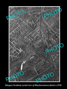 OLD LARGE HISTORIC PHOTO GLASGOW SCOTLAND, AERIAL VIEW HUTCHESONTOWN c1950