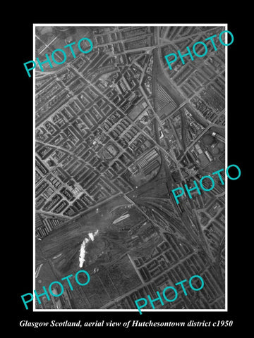 OLD LARGE HISTORIC PHOTO GLASGOW SCOTLAND, AERIAL VIEW HUTCHESONTOWN c1950