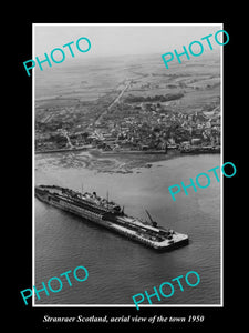 OLD LARGE HISTORIC PHOTO STRANRAER SCOTLAND, TOWN AERIAL VIEW c1950