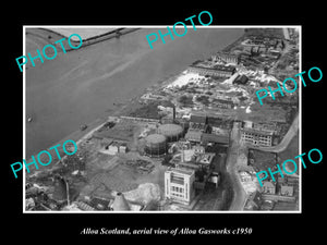 OLD LARGE HISTORIC PHOTO ALLOA SCOTLAND, VIEW OF THE GAS WORKS c1950