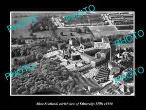 OLD LARGE HISTORIC PHOTO ALLOA SCOTLAND, VIEW OF THE KILNCRAIGS MILLS c1950