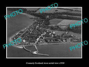 OLD LARGE HISTORIC PHOTO CROMARTY SCOTLAND, TOWN AERIAL VIEW c1950