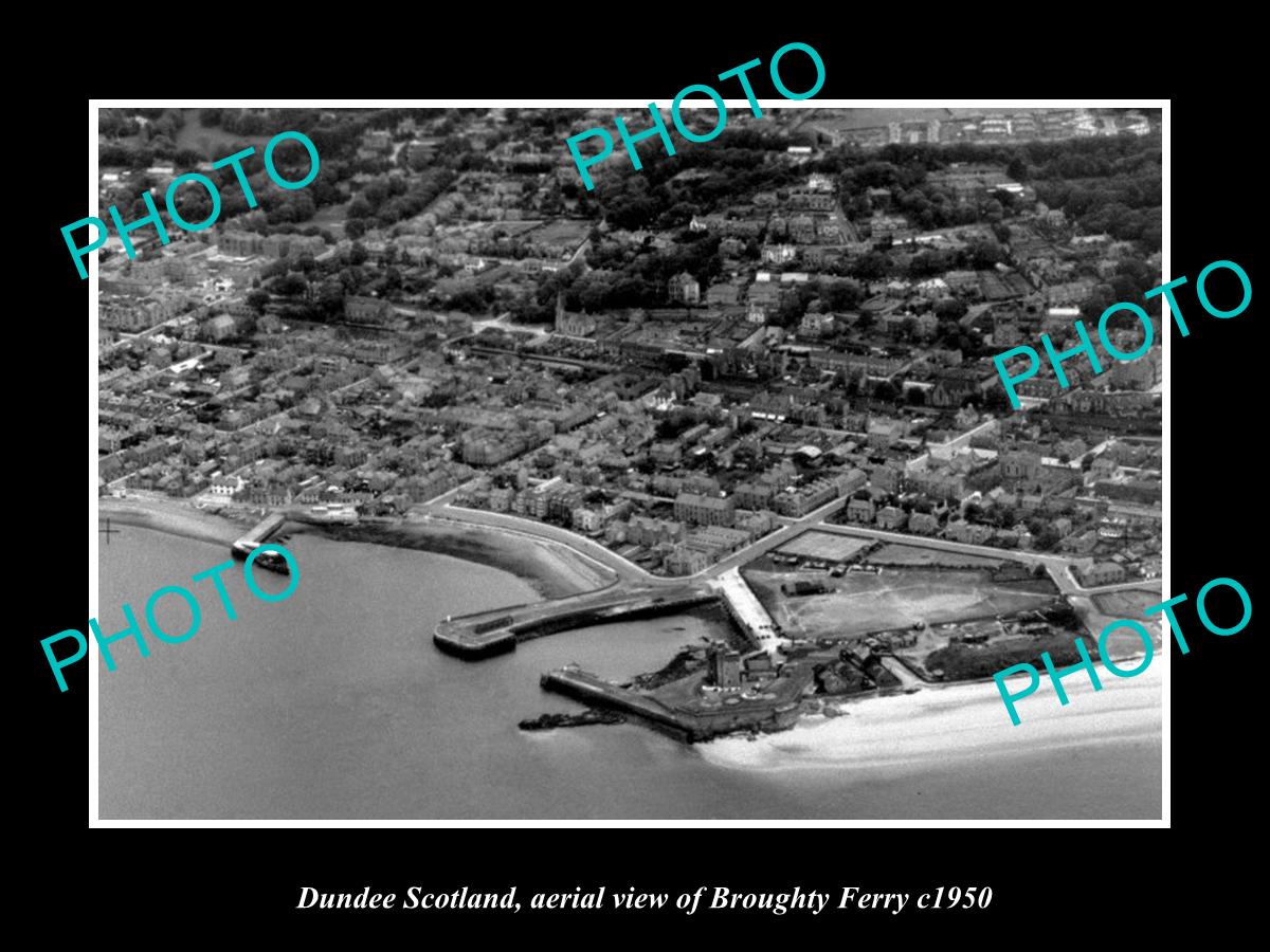 OLD LARGE HISTORIC PHOTO DUNDEE SCOTLAND, AERIAL VIEW BROUGHTY FERRY c1950 1