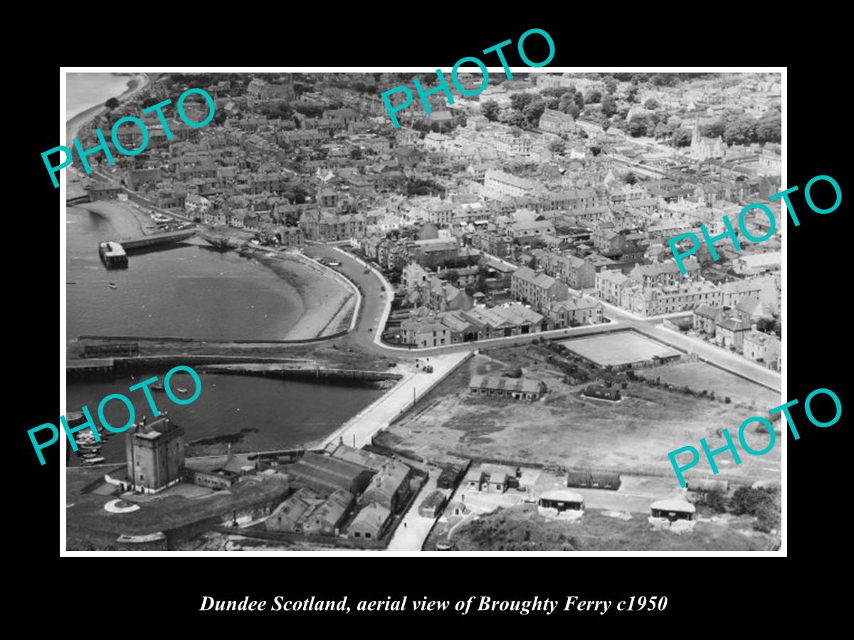 OLD LARGE HISTORIC PHOTO DUNDEE SCOTLAND, AERIAL VIEW BROUGHTY FERRY c1950 2