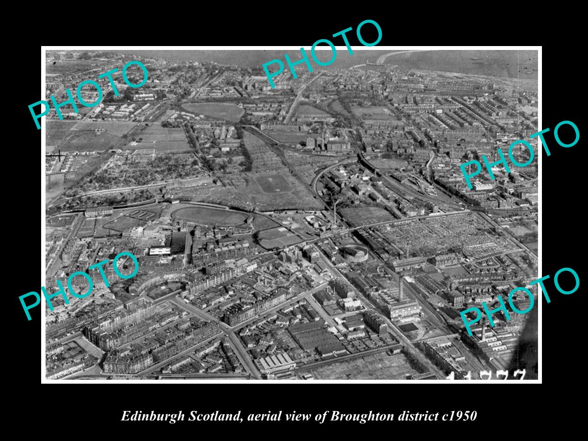 OLD LARGE HISTORIC PHOTO EDINBURGH SCOTLAND AERIAL VIEW BROUGHTON DISTRICT c1950