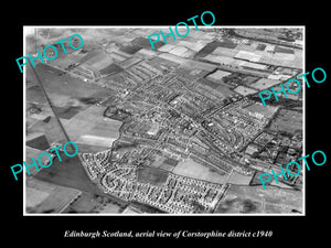 OLD LARGE HISTORIC PHOTO EDINBURGH SCOTLAND AERIAL VIEW OF CORSTORPHINE c1940