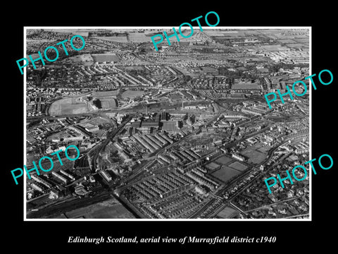 OLD LARGE HISTORIC PHOTO EDINBURGH SCOTLAND AERIAL VIEW OF MURRAYFIELD c1940