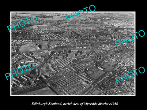 OLD LARGE HISTORIC PHOTO EDINBURGH SCOTLAND AERIAL VIEW MYRESIDE DISTRICT c1950