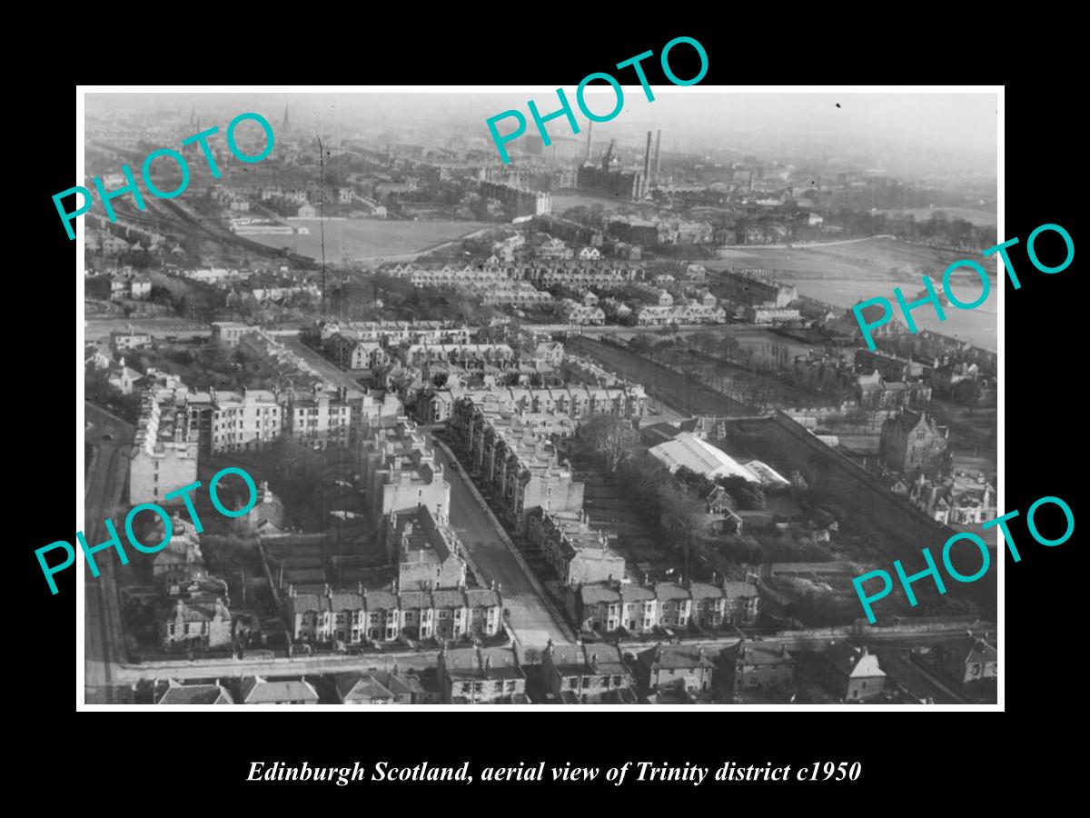 OLD LARGE HISTORIC PHOTO EDINBURGH SCOTLAND AERIAL VIEW TRINITY DISTRICT c1950