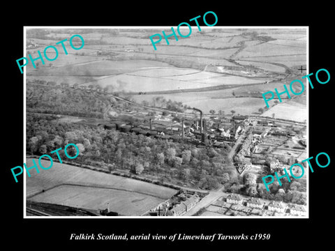 OLD LARGE HISTORIC PHOTO FALKIRK SCOTLAND AERIAL VIEW LIMEWHARF TARWORKS c1950