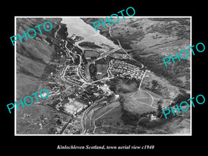 OLD LARGE HISTORIC PHOTO KINLOCHLEVEN SCOTLAND, TOWN AERIAL VIEW c1940