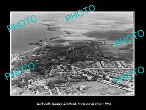 OLD LARGE HISTORIC PHOTO KIRKWALL ORKNEY SCOTLAND TOWN AERIAL VIEW c1950 1