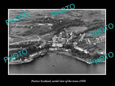 OLD LARGE HISTORIC PHOTO PORTREE SCOTLAND TOWN AERIAL VIEW c1950