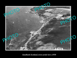 OLD LARGE HISTORIC PHOTO SANDBANK SCOTLAND TOWN AERIAL VIEW c1950