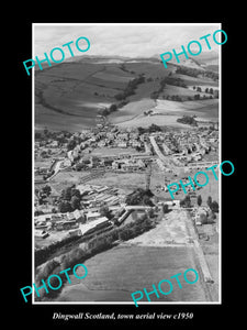 OLD LARGE HISTORIC PHOTO DINGWALL SCOTLAND TOWN AERIAL VIEW c1950