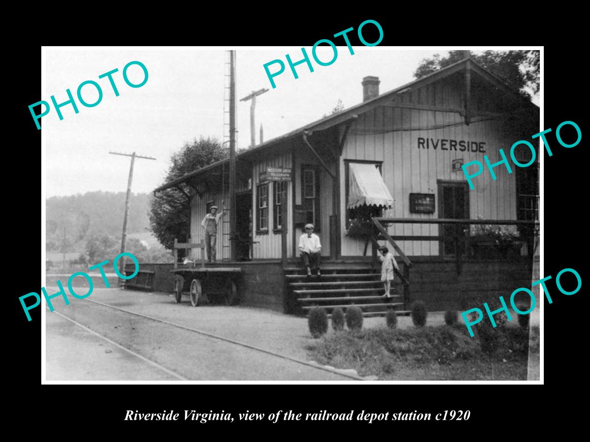 OLD LARGE HISTORIC PHOTO OF RIVERSIDE VIRGINIA, THE RAILROAD DEPOT STATION c1920