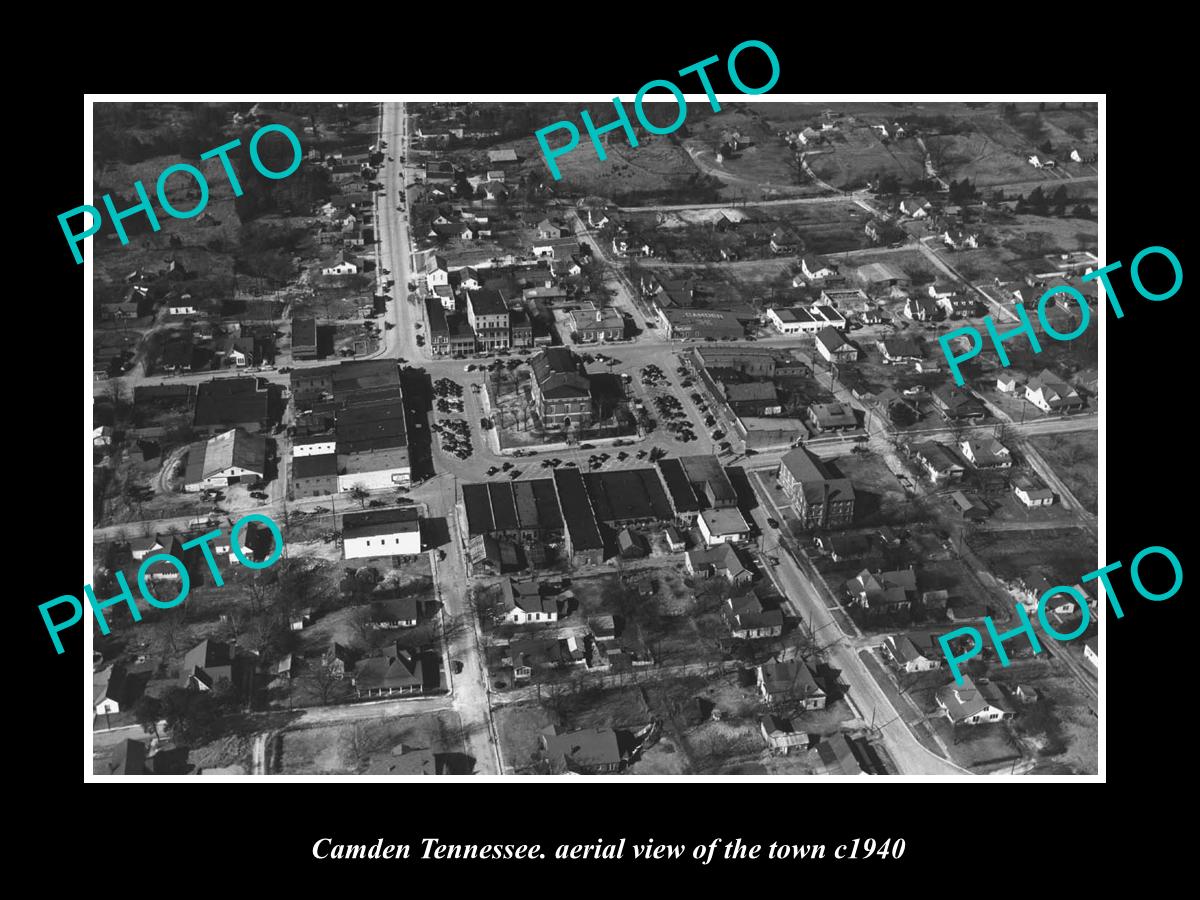 OLD LARGE HISTORIC PHOTO CAMDEN TENNESSEE, AERIAL VIEW OF THE TOWN c1940