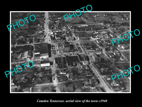 OLD LARGE HISTORIC PHOTO CAMDEN TENNESSEE, AERIAL VIEW OF THE TOWN c1940