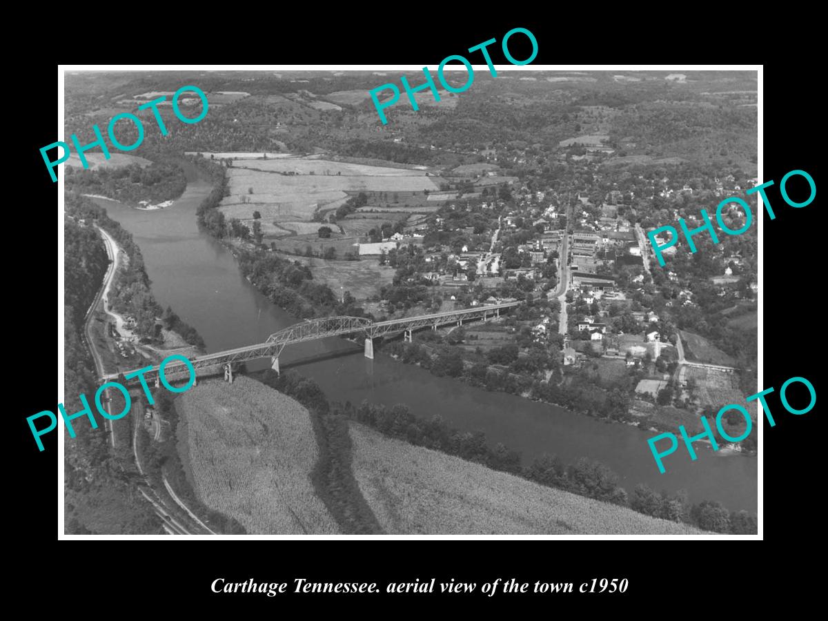 OLD LARGE HISTORIC PHOTO CARTHAGE TENNESSEE, AERIAL VIEW OF THE TOWN c1950