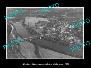 OLD LARGE HISTORIC PHOTO CARTHAGE TENNESSEE, AERIAL VIEW OF THE TOWN c1950