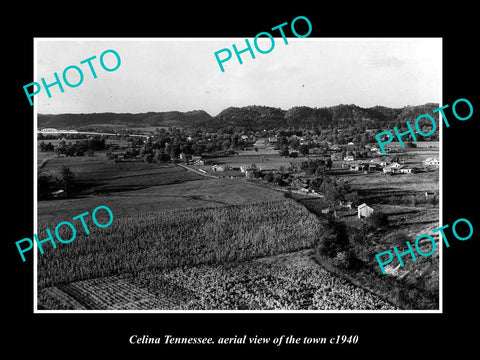 OLD LARGE HISTORIC PHOTO CELINA TENNESSEE, AERIAL VIEW OF THE TOWN c1940