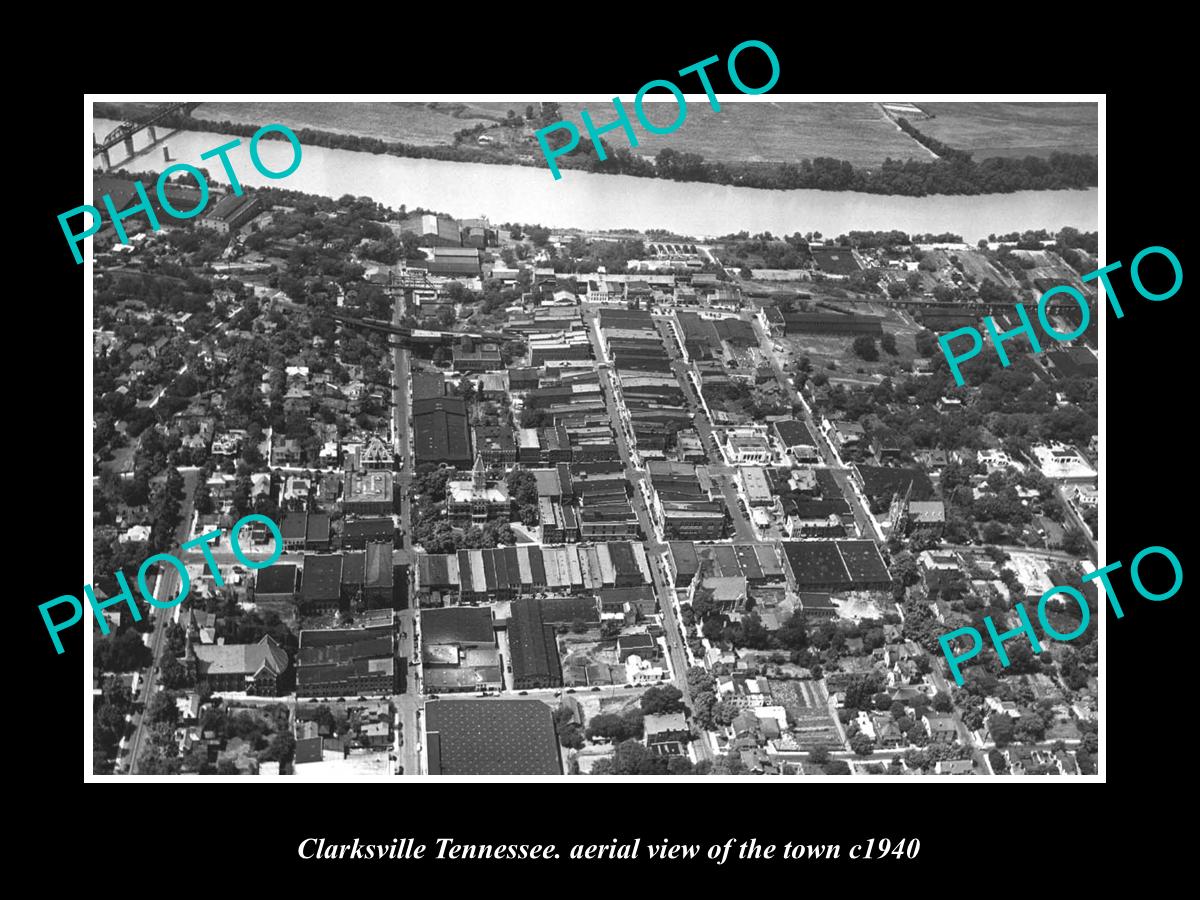 OLD LARGE HISTORIC PHOTO CLARKSVILLE TENNESSEE, AERIAL VIEW OF THE TOWN c1940 2