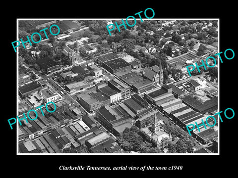 OLD LARGE HISTORIC PHOTO CLARKSVILLE TENNESSEE, AERIAL VIEW OF THE TOWN c1940 1