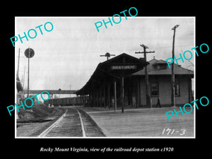 OLD LARGE HISTORIC PHOTO OF ROCKY MOUNT VIRGINIA, RAILROAD DEPOT STATION c1920