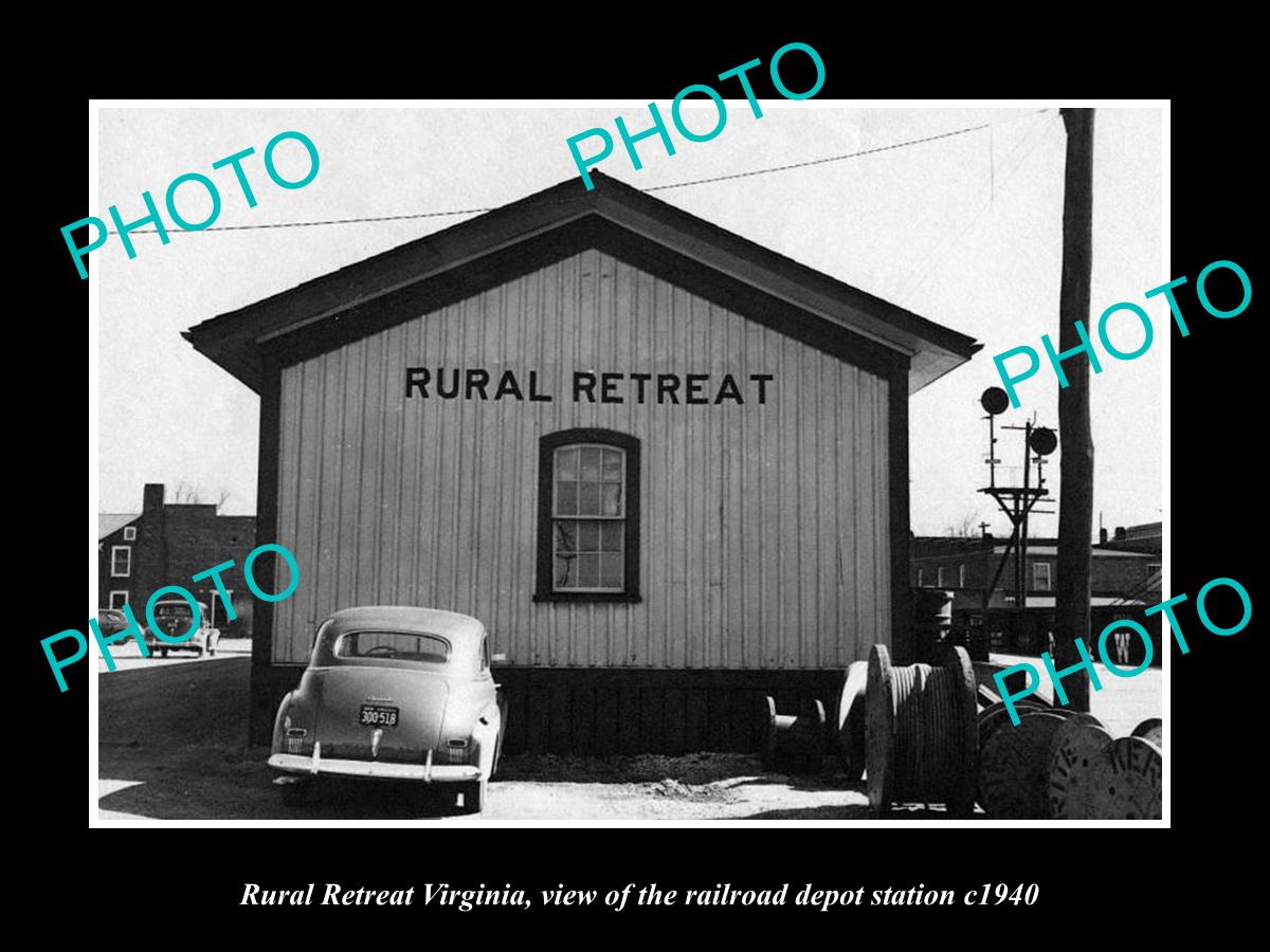 OLD LARGE HISTORIC PHOTO OF RURAL RETREAT VIRGINIA, RAILROAD DEPOT STATION c1940