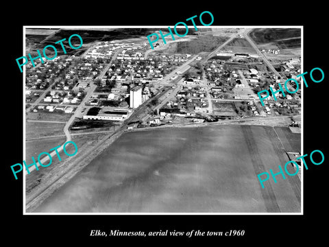 OLD LARGE HISTORIC PHOTO ELKO MINNESOTA, AERIAL VIEW OF THE TOWN c1960