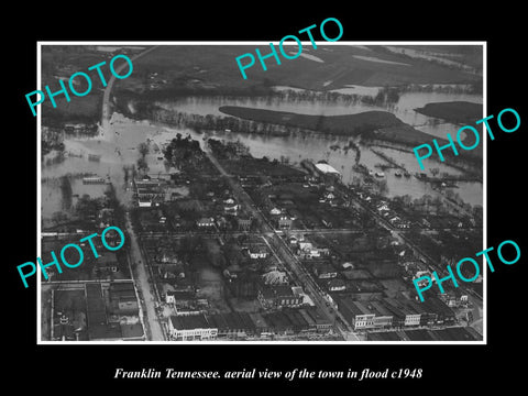 OLD LARGE HISTORIC PHOTO FRANKLIN TENNESSEE, AERIAL VIEW OF THE TOWN c1948